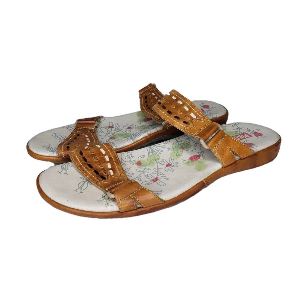 Pikolinos Brandy Tan Brown Leather Strqp Slides Shoes Sandals Sz 41 EU 10.5-11